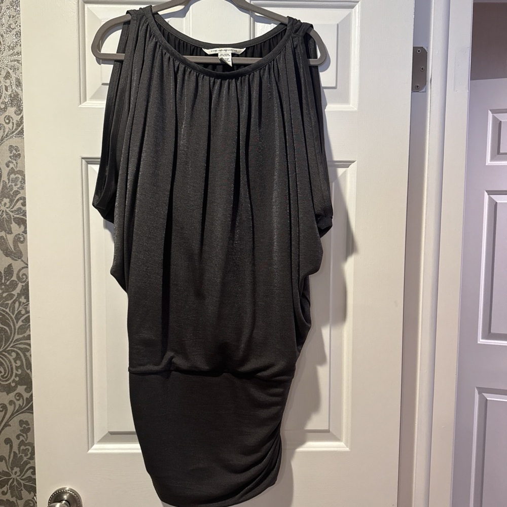 Diane von Furstenberg Black/Grey Shimmer Women's Mini Dress